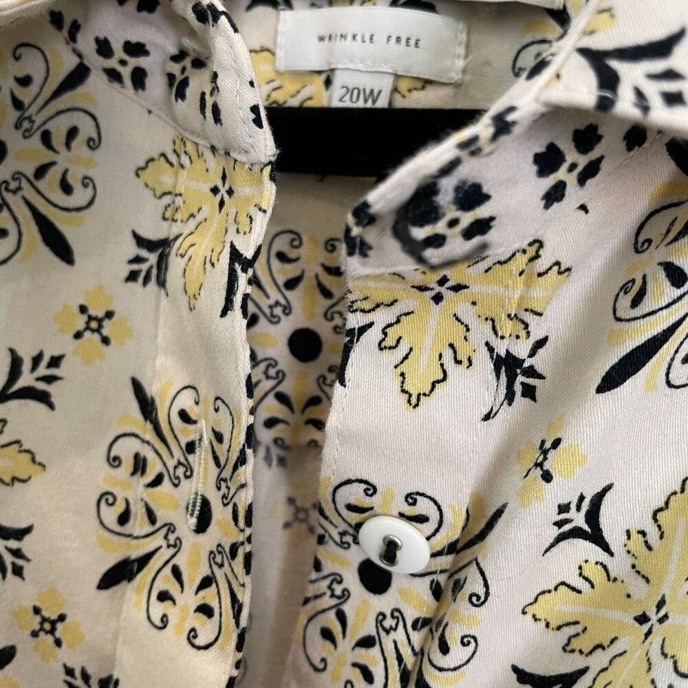 Foxcroft Womens Plus 20W Shaped Wrinkle Free Shirt Floral Long Sleeve Top Blouse - Picture 6 of 9
